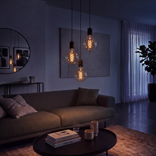 Lucide G95 - Ampoule filament - Ø 9,5 cm - LED Dim. - E27 - 1x4,9W 2700K - Transparent - ambiance 2